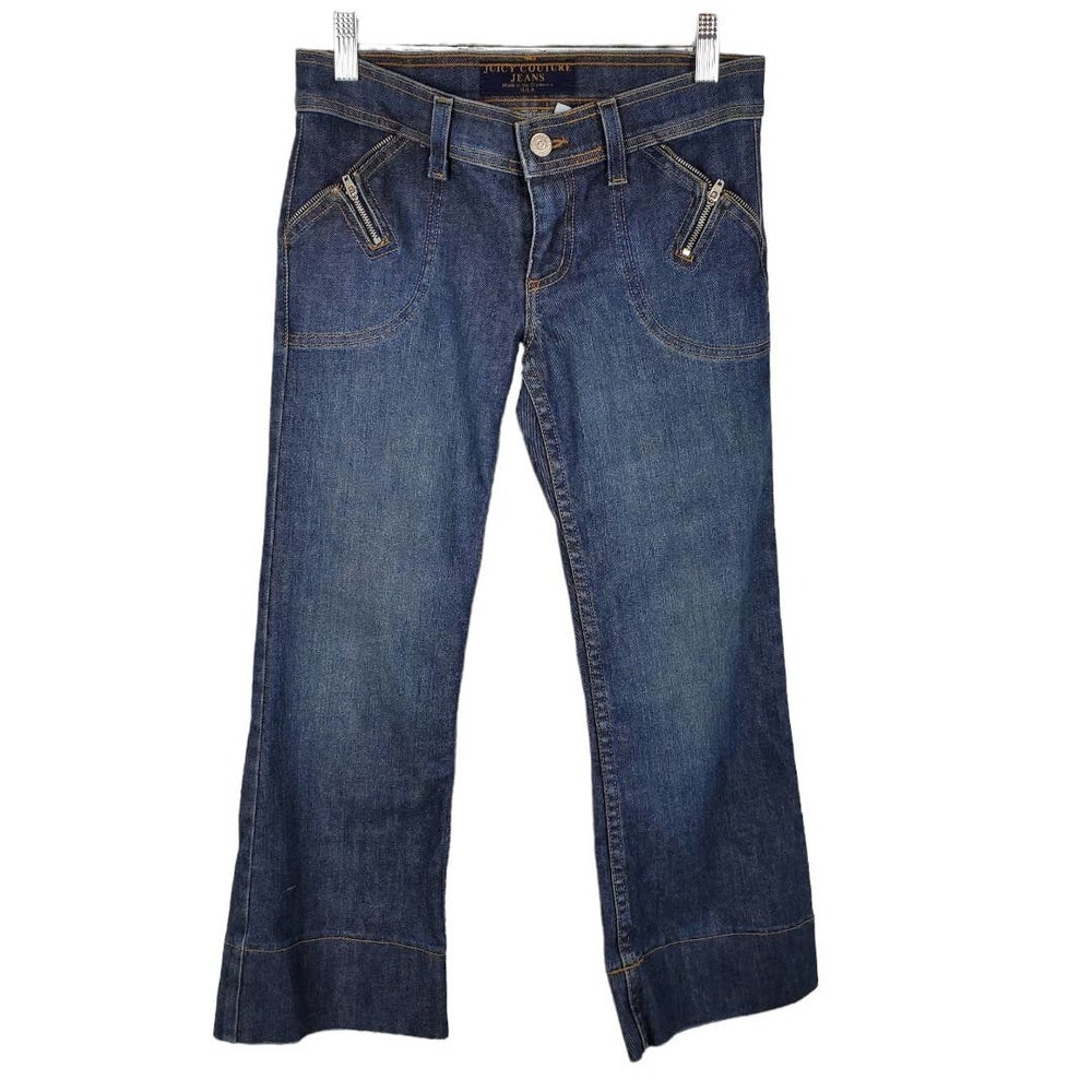 Juicy Couture Denim Blue Cropped Wide Flared Jeans Size 26